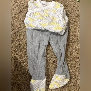 Burt's Bees Baby Yellow and White Geometric Bodysuit & Pant Outfit